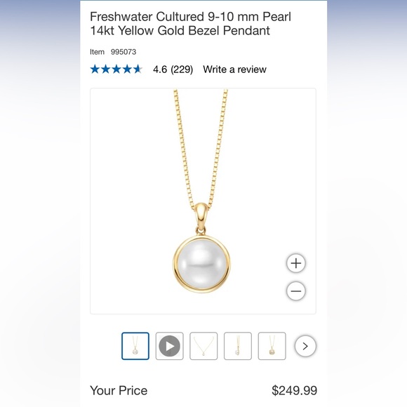 Freshwater Cultured 9-10 mm Pearl 14kt Yellow Gold Bezel Pendant - Picture 2 of 6